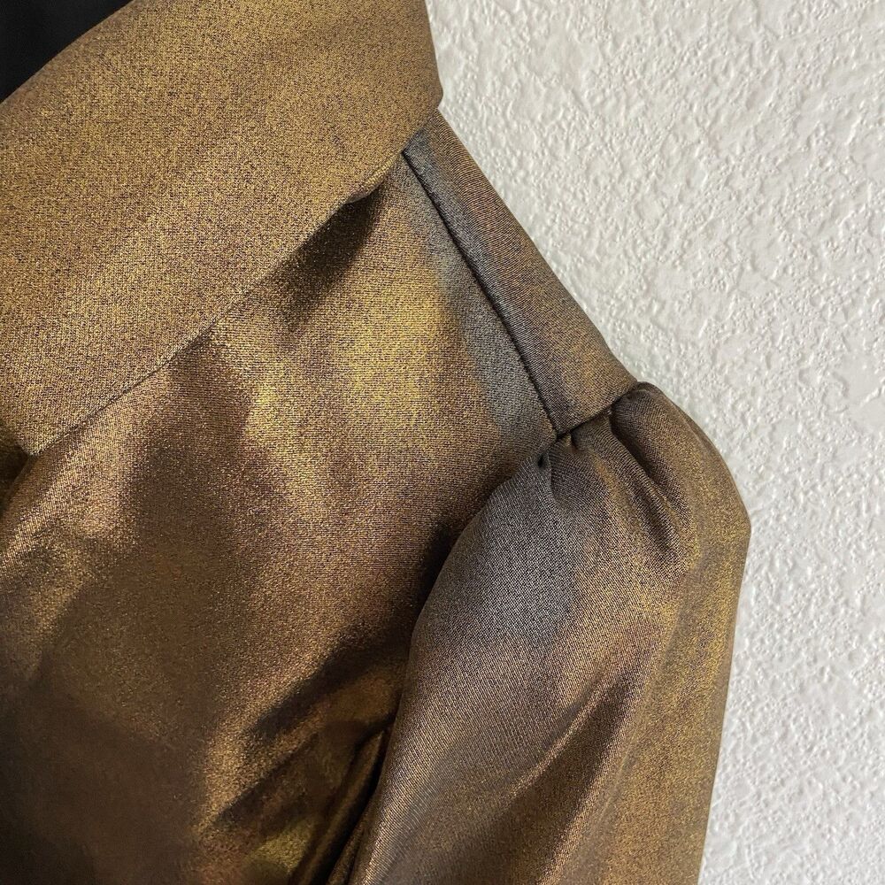 FRAME Gold Metallic Blouse Button Up Women’s XS Long Sleeve - Picture 6 of 10